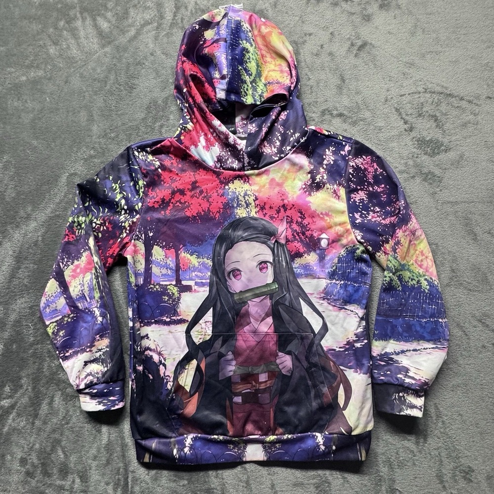 Anime Hoodie Nezuko Kamado Graphic Pullover Sweatshirt S Cosplay‎ Multicolor AOP
